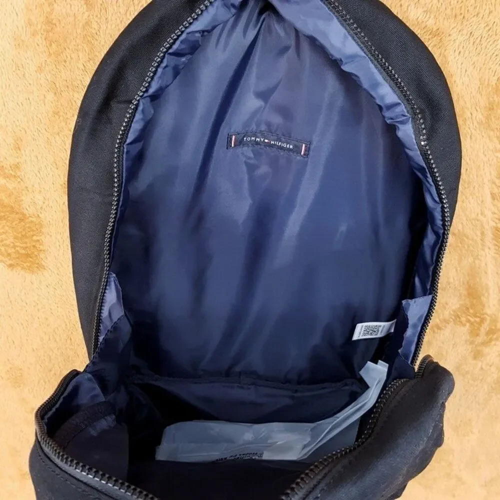 TOMMY HILFIGER Backpack Unisex Black Canvas Everyday Casual Travel School Logo